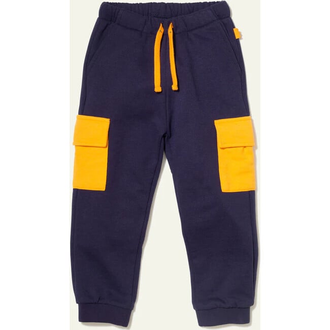 Kids Ribbed Drawstring Pocket Jogger, Blue