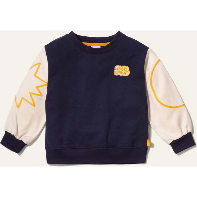 Kids Shapes Print Crew Neck Drop Shoulder Sweatshirt, Navy - Sweatshirts - 1