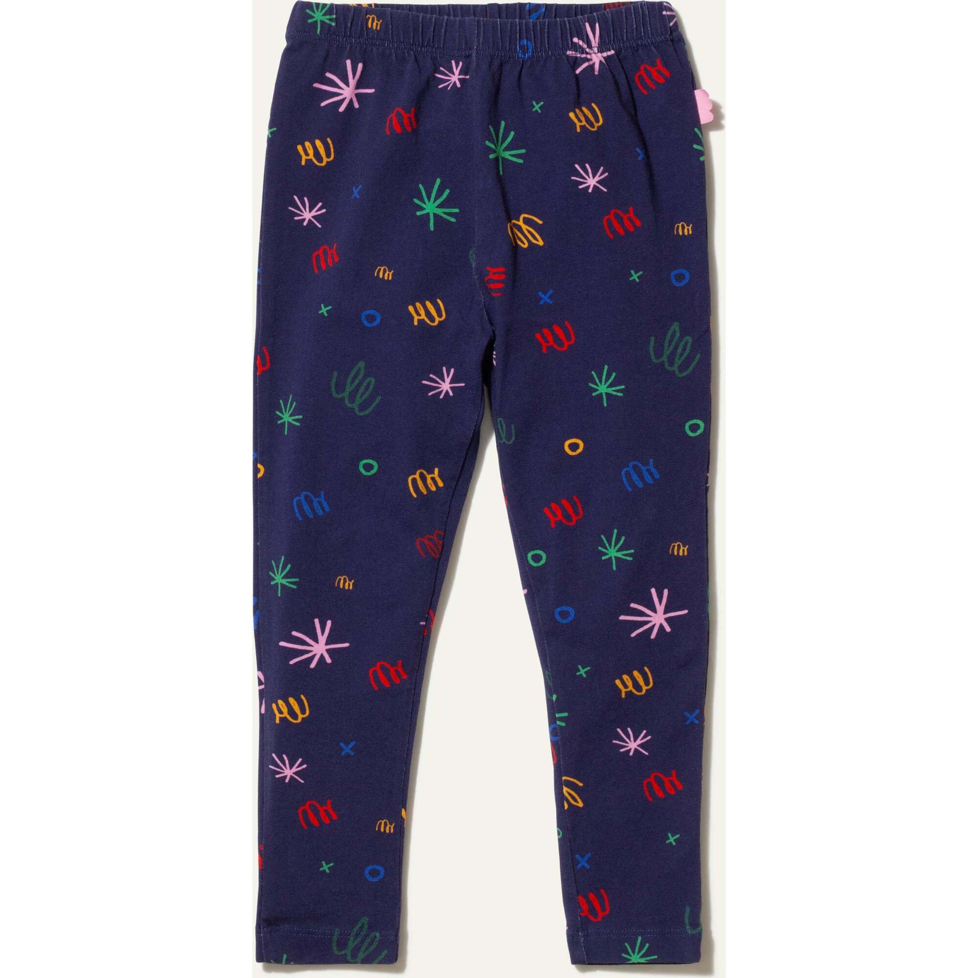 Kids Confetti Print Elastic Waist Legging, Blue - Leggings - 1