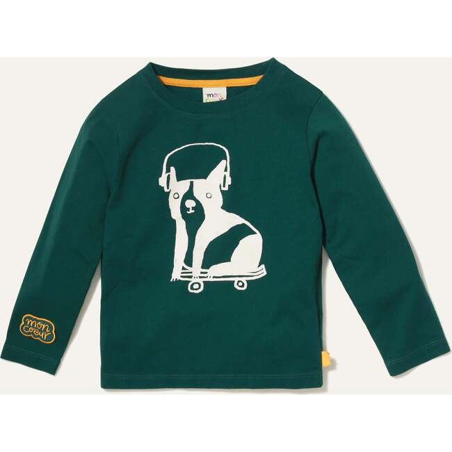 Baby Walter Dog Print Crew Neck Long Sleeve T-Shirt, Pine Green - T-Shirts - 1