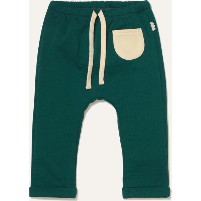 Baby Adjustable Contrast Drawstring Front Pocket Pant, Green