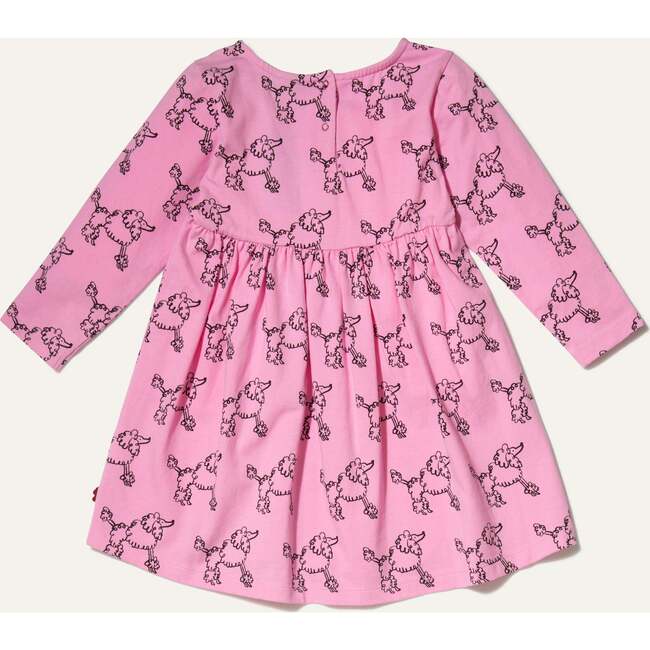 Baby Coco Poodle Print Long Sleeve High Waist Skirt Dress, Pink - Dresses - 2