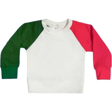 Holiday Colorblock Crewneck Terry Sweatshirt, White Red & Green - Sweatshirts - 1