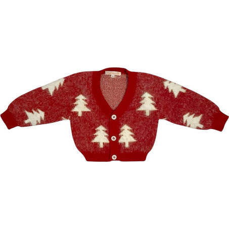 Holiday Winter Forest Cozy Cardigan, Red - Cardigans - 1