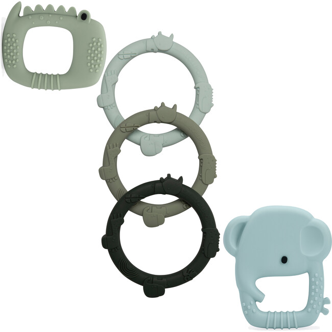 Wild Food Grade Silicone Teether Bundle, Elephant & Alligator