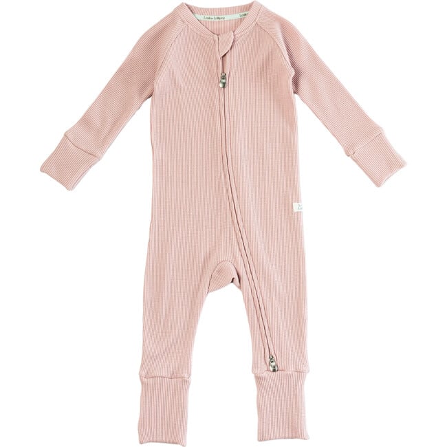 Waffle Long Sleeve 2-Way Zipper Sleeper, Blush Pink