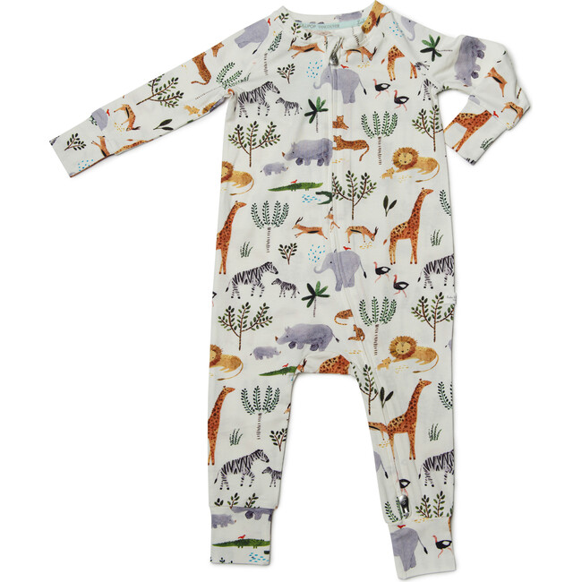 Ultra Soft Long Sleeve 2-Way Zipper Sleeper, Safari Jungle