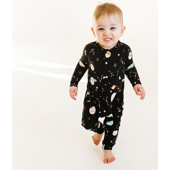 Ultra Soft Long Sleeve 2-Way Zipper Sleeper, Planets - Rompers - 3