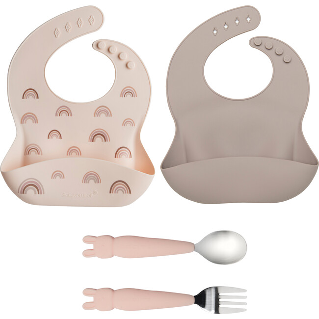 Kids Food Grade Silicone Bibs & Utensil Set, Bunny - Mixed Accessories Set - 1