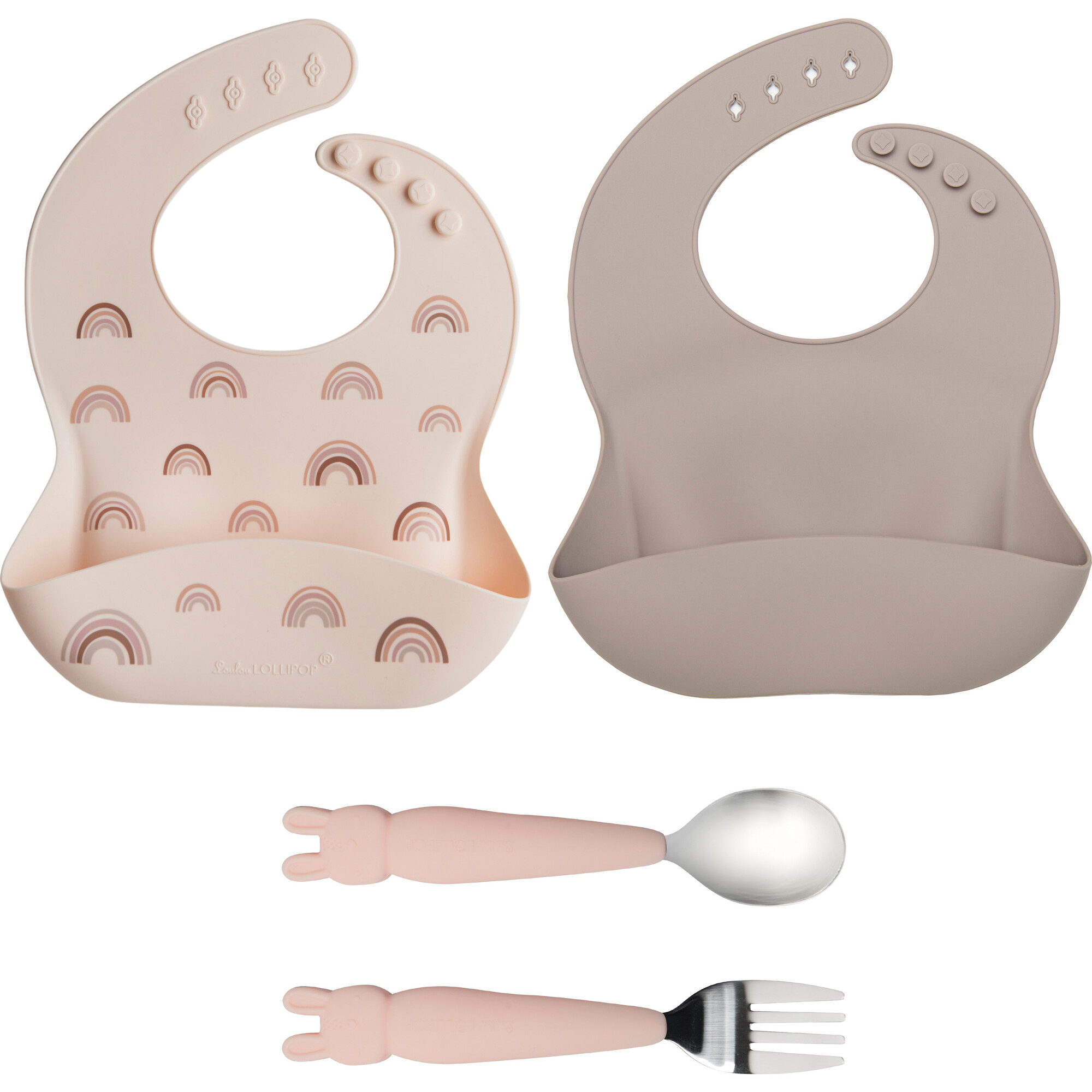 Kids Food Grade Silicone Bibs & Utensil Set, Bunny - Mixed Accessories Set - 1