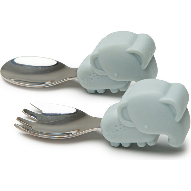 Learning Feeding Food Grade Silicone Mealtime Set, Elephant - Mixed Accessories Set - 5