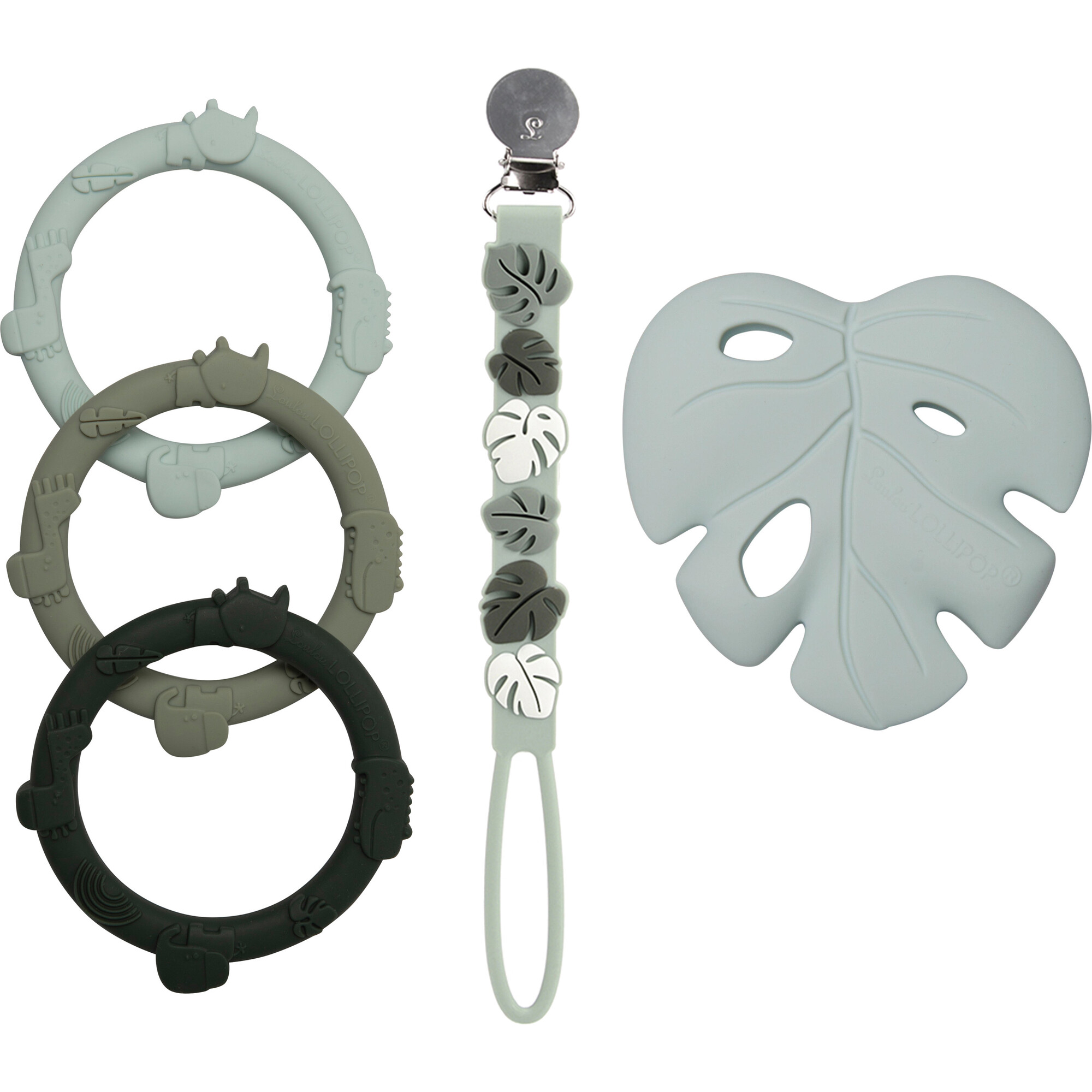 Food Grade Silicone Soothing Teether Bundle, Wild ring Monstera - Teethers - 1