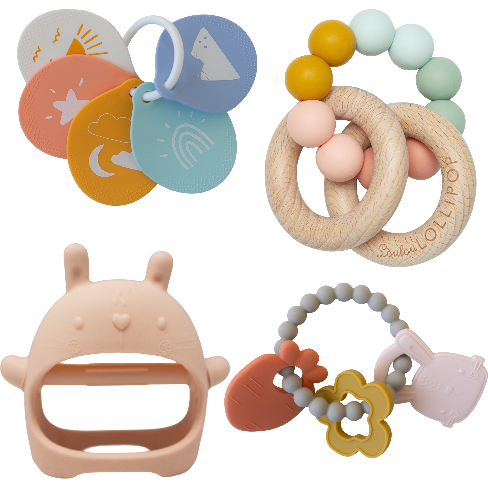 Food Grade Silicone Soothing Development Bundle, Bunny - Developmental Toys - 1