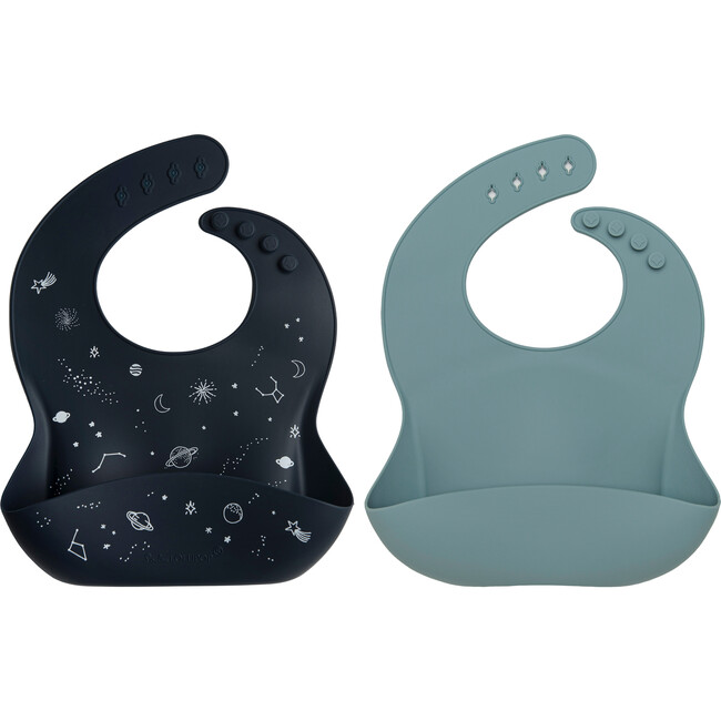 Food Grade Silicone Bibs Set, Space & Slate