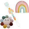 Food Grade Silicone Soothing Teether Bundle, Daisy & Rainbow - Teethers - 1 - thumbnail