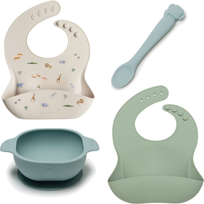 First Feeding Food Grade Silicone Mealtime Set, Elephant