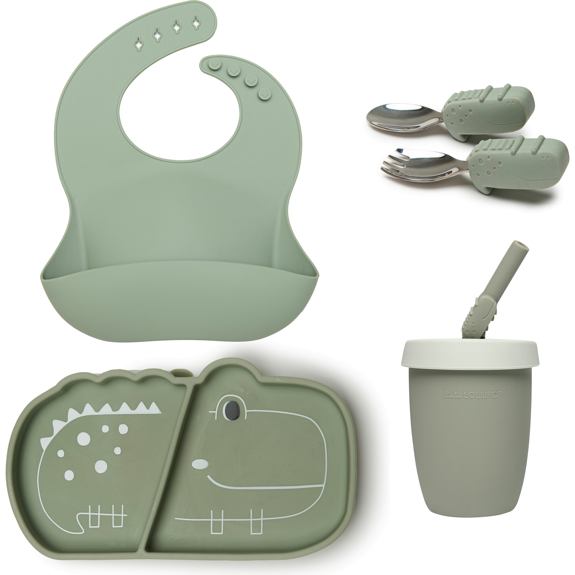 Feeding Food Grade Silicone Dining Bundle, Alligator - Mixed Accessories Set - 1