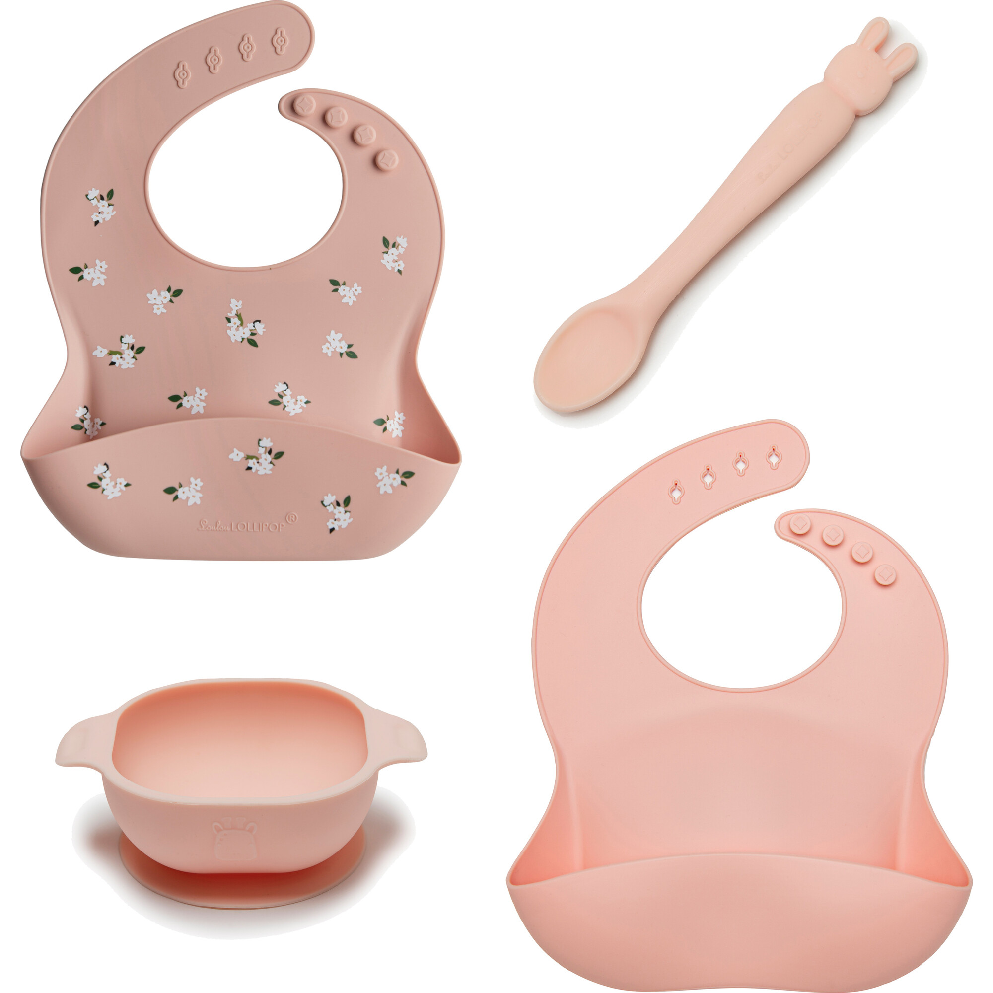 First Feeding Food Grade Silicone Mealtime Set, Bunny - Mixed Accessories Set - 1