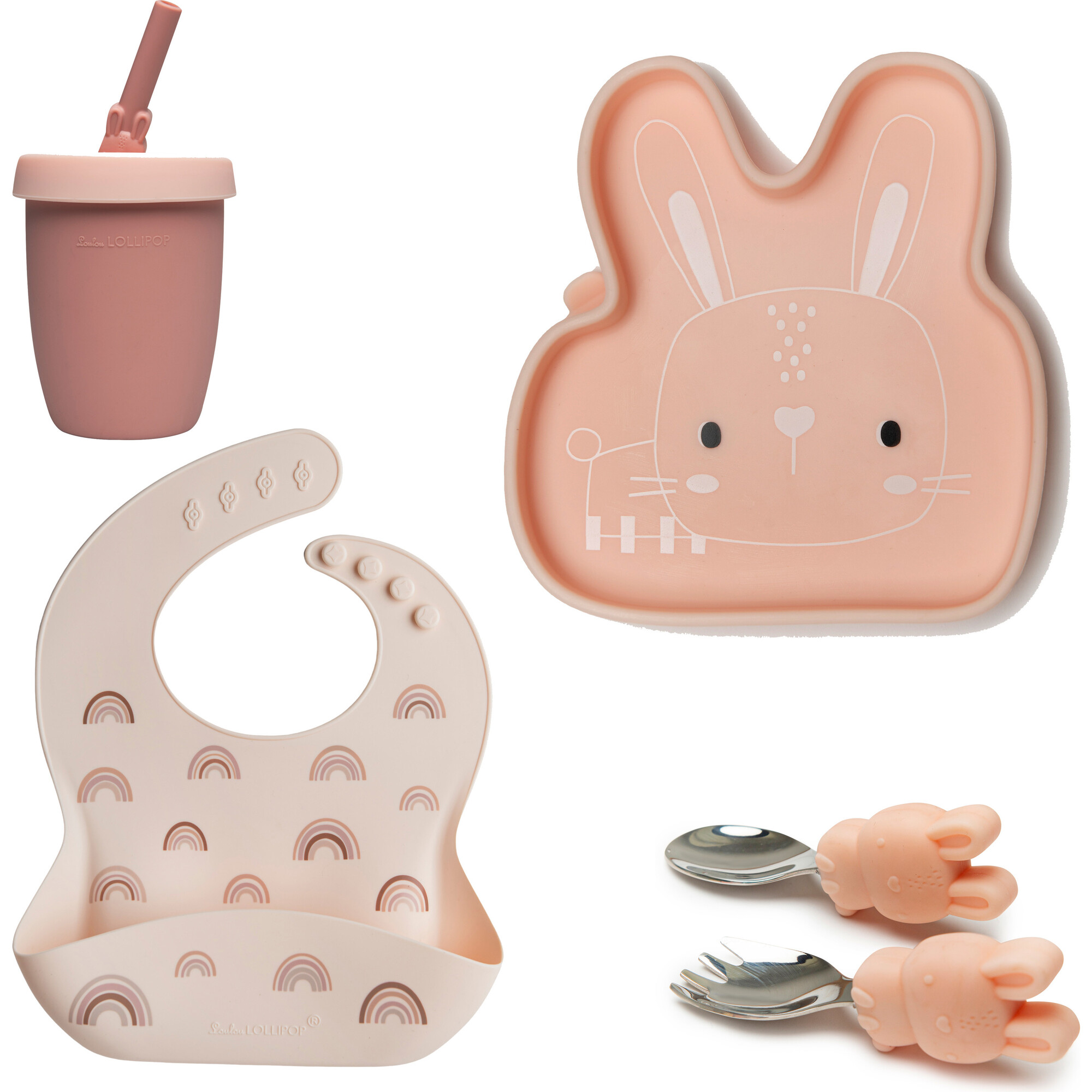 Feeding Food Grade Silicone Dining Bundle, Bunny - Mixed Accessories Set - 1