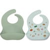 Food Grade Silicone Bibs Set, Ramen & Sage - Bibs - 1 - thumbnail