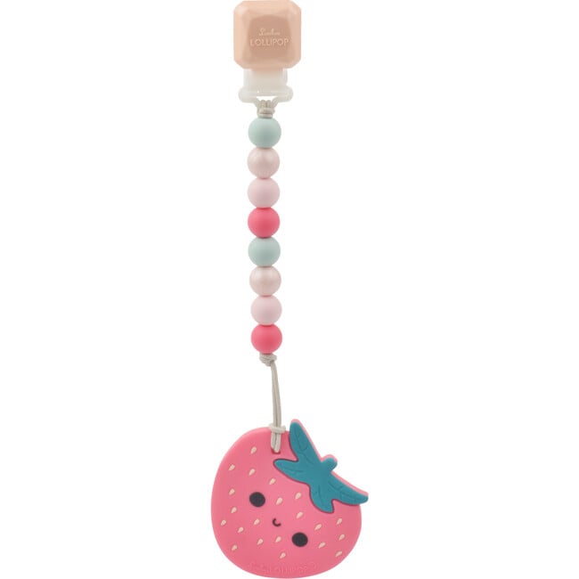 Food Grade Silicone Clip & Teether Bundle, Strawberry - Teethers - 3