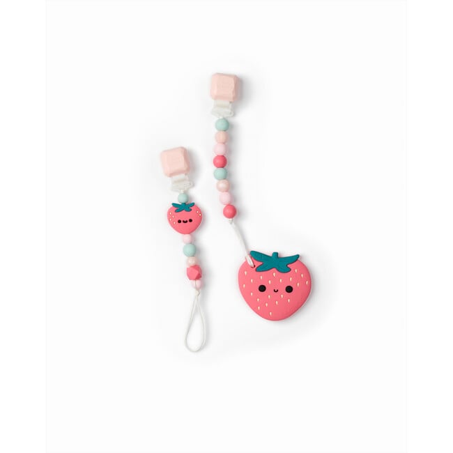 Food Grade Silicone Clip & Teether Bundle, Strawberry - Teethers - 4