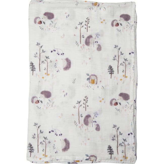 Bamboo Cotton Muslin Swaddle Blanket, Hedgehogs