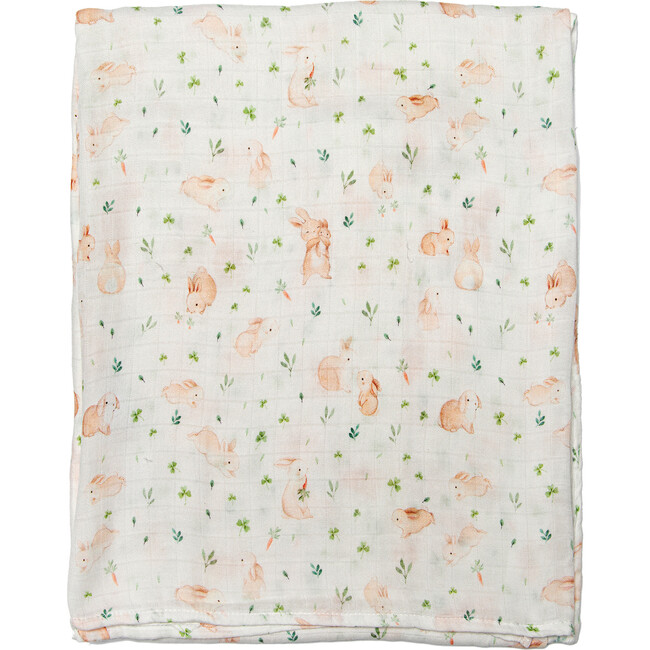 Bamboo Cotton Muslin Swaddle Blanket, Bunny Meadow