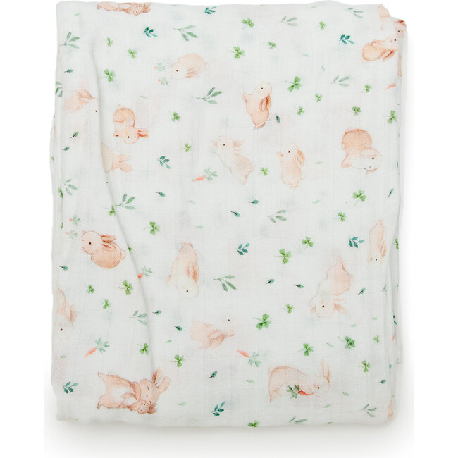 Bamboo Cotton Muslin Fitted Crib Sheet, Bunny Meadow