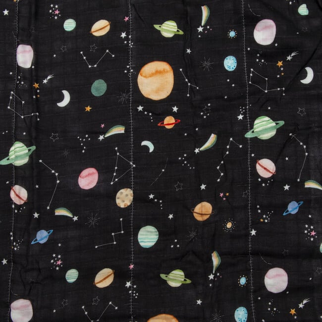 Bamboo Cotton Muslin Reversible Quilt Blanket, Planets