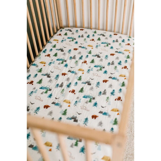 Bamboo Cotton Muslin Fitted Crib Sheet, Adventure Begins - Crib Sheets - 2