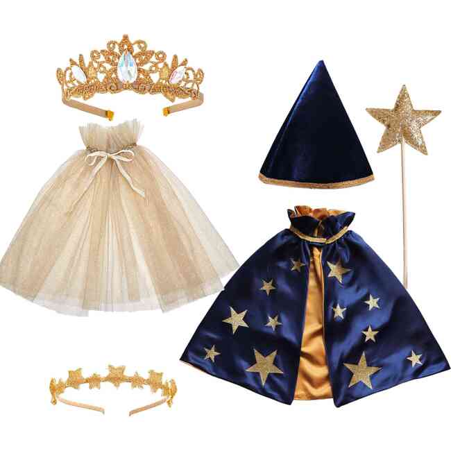 Celestial Princess & Wizard Costume Gift Set, Gold/Navy