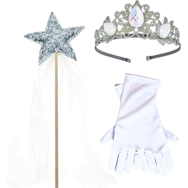 Raven Princess Crown & Wand Set, Silver - Costume Accessories - 1