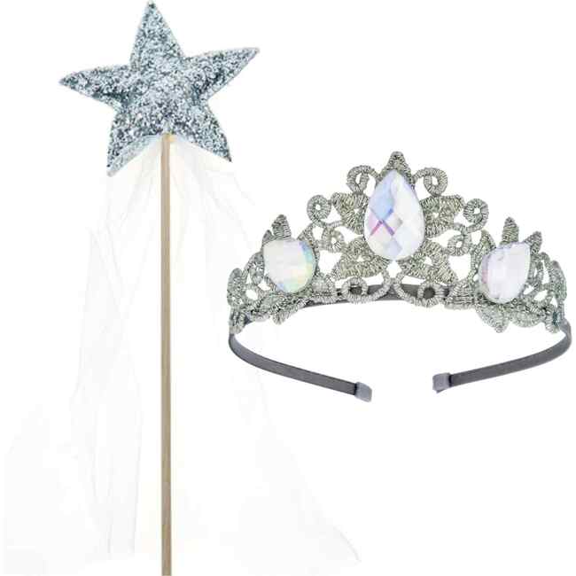Raven Princess Crown & Wand Set, Silver - Costume Accessories - 4
