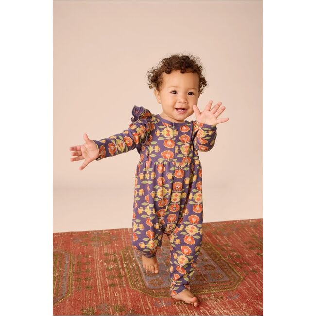 Snap Front Ruffle Baby Romper, Turkish Rug Floral - Rompers - 3