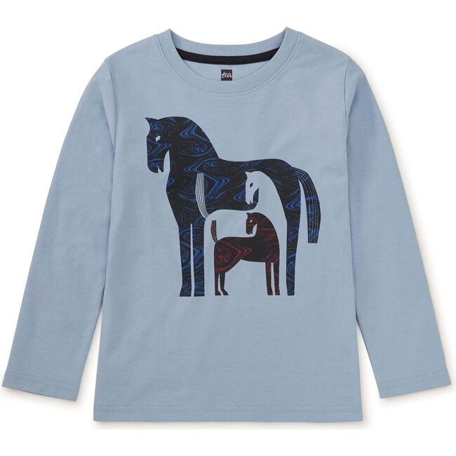 Marbled Horses Graphic Tee, SCENIC BLUE