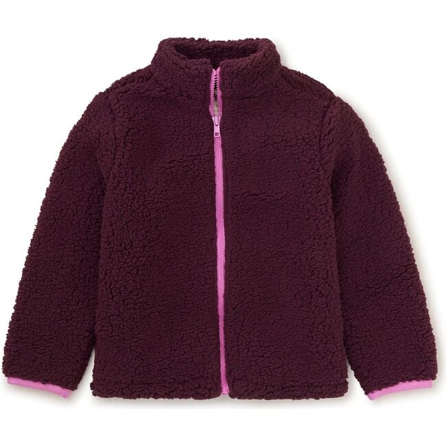 Teddy Fleece Zip Up Jacket, Purple Fig