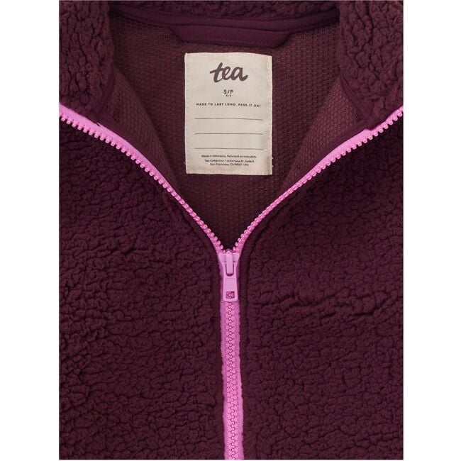 Teddy Fleece Zip Up Jacket, Purple Fig - Fleece & Sherpa Jackets - 2