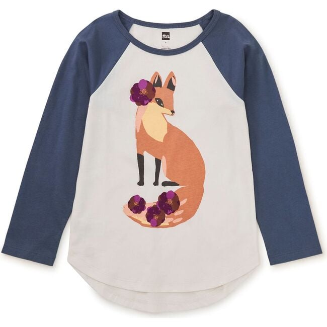 Fancy Fox Graphic Raglan Tee, Chalk