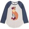 Fancy Fox Graphic Raglan Tee, Chalk - T-Shirts - 1 - thumbnail