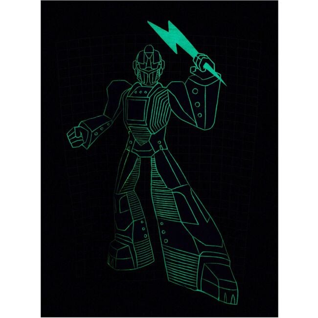 Glow Robot Layered Sleeve Tee, Jet Black - T-Shirts - 2