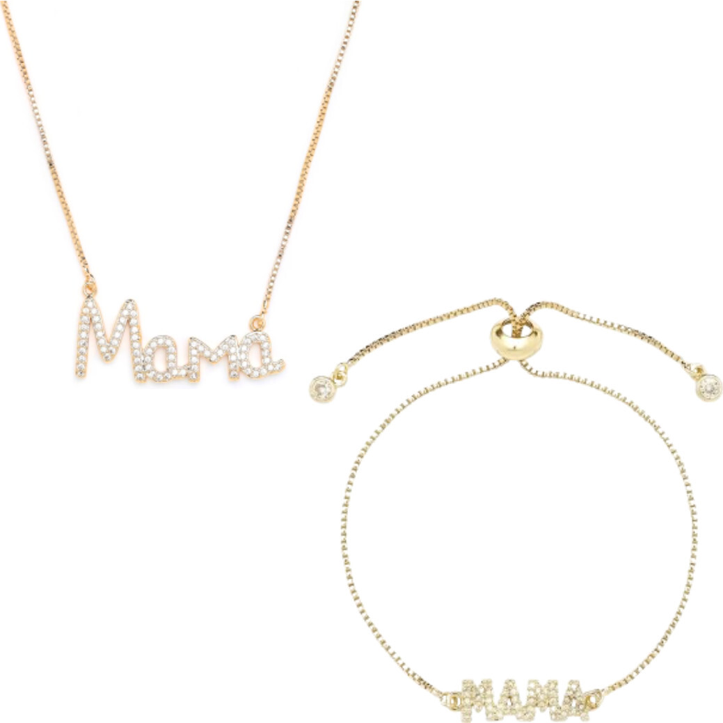 Women's Mama Pendant Handmade Bracelet And Necklace Set - Mixed Accessories Set - 1