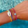 Women's Neon Evil Eye Braided Bead Handmade Bracelet Bundle - Mixed Accessories Set - 2