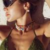Women's Carmen 18K Gold Plated Jewel Bracelet And Choker Set - Mixed Accessories Set - 3