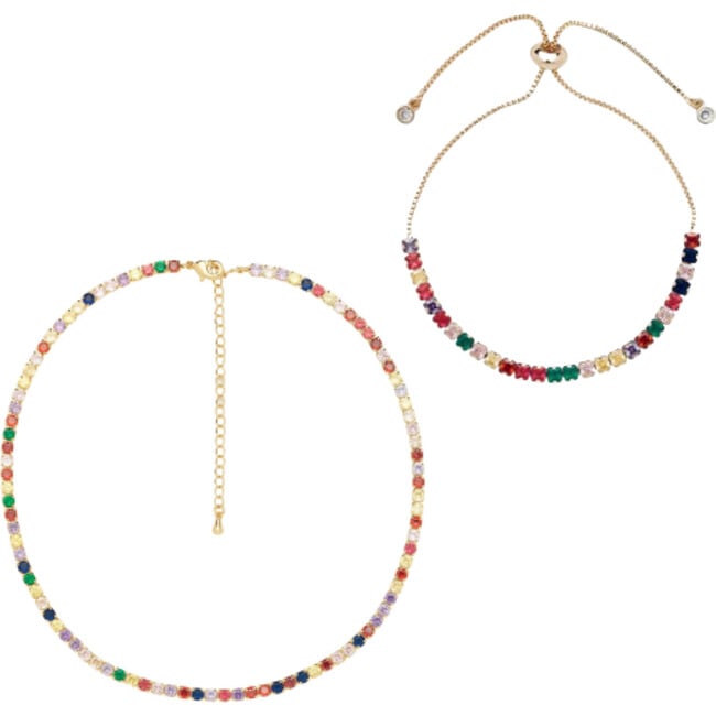 Women's Fiesta 18K Gold Plated Jewel Bracelet And Choker Set