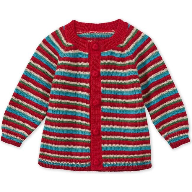 Baby Alpaca Cardigan, Multi Stripe, Striped