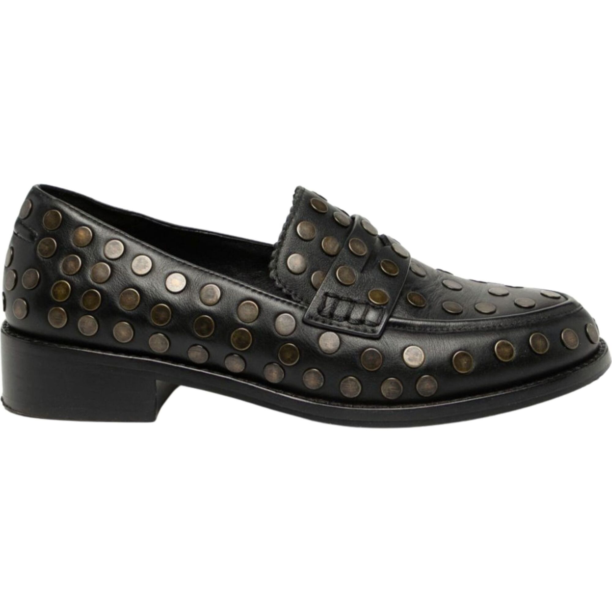 Women's Nailed It Leather Almond Round-Toe Loafer, Black - Loafers - 1