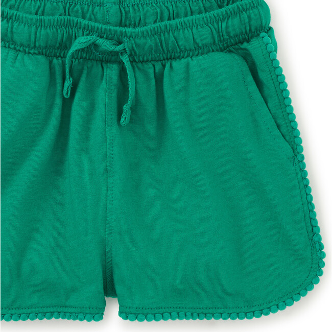 Pom-Pom Rounded Edge Drawstring Gym Shorts, Viridis - Shorts - 3