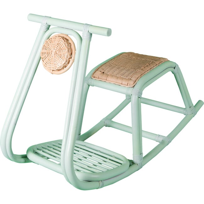 Vespa Handcrafted Rattan Rocker Toy, Mint Green - Rockers - 1