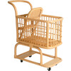 Kids Handcrafted Rattan Shopping Cart With Baby Seat, Natural - Push & Pull - 1 - thumbnail